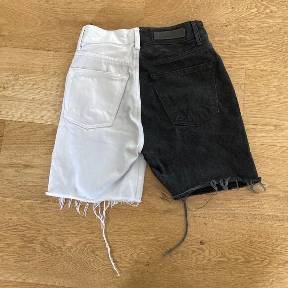 GRLFRND Helena High Rise Cut Off  Shorts in Black & White - Picture 5 of 5